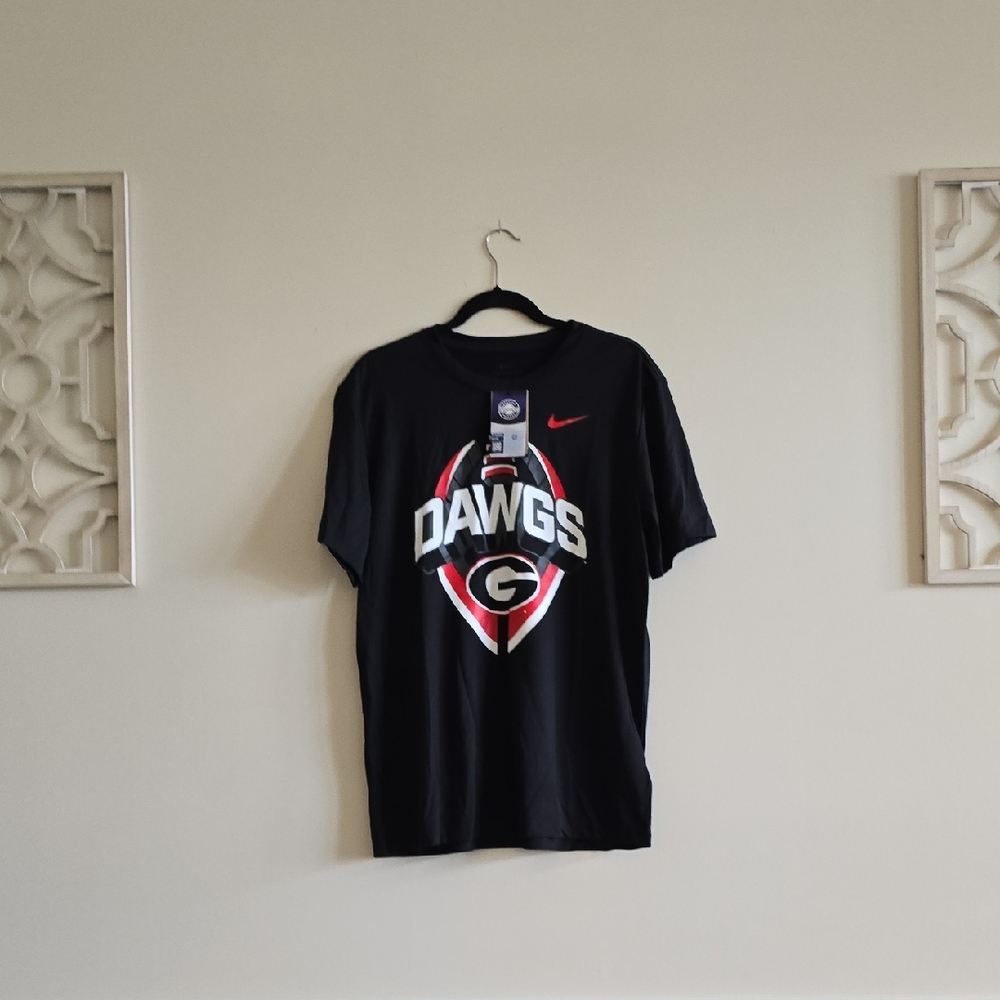Nike Black T-Shirt with Red and White Georgia 'Dawgs' Graphic